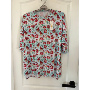 Women's Scoots Pajamas XL Blue Red Ariel Print Top & Shorts Set